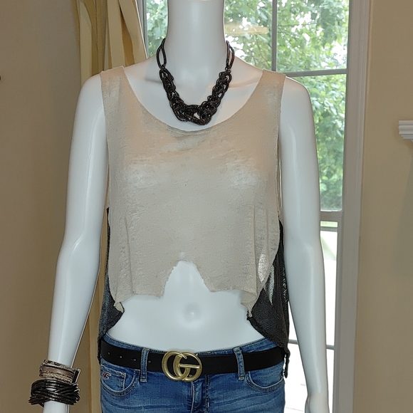 BENJAMIN JAY Y2K DISTRESSED RAW EDGE CROP TANK S - Picture 1 of 8